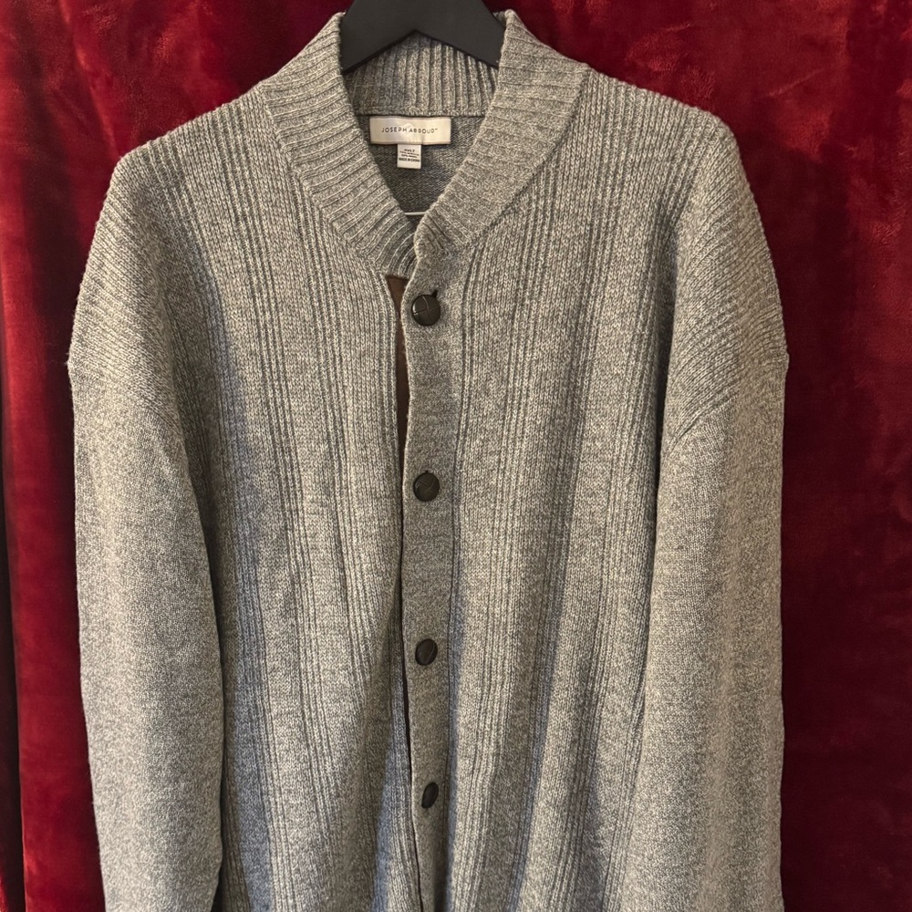 Men’s Big and Tall Joseph Abboud Charcoal Button-Up Cardigan